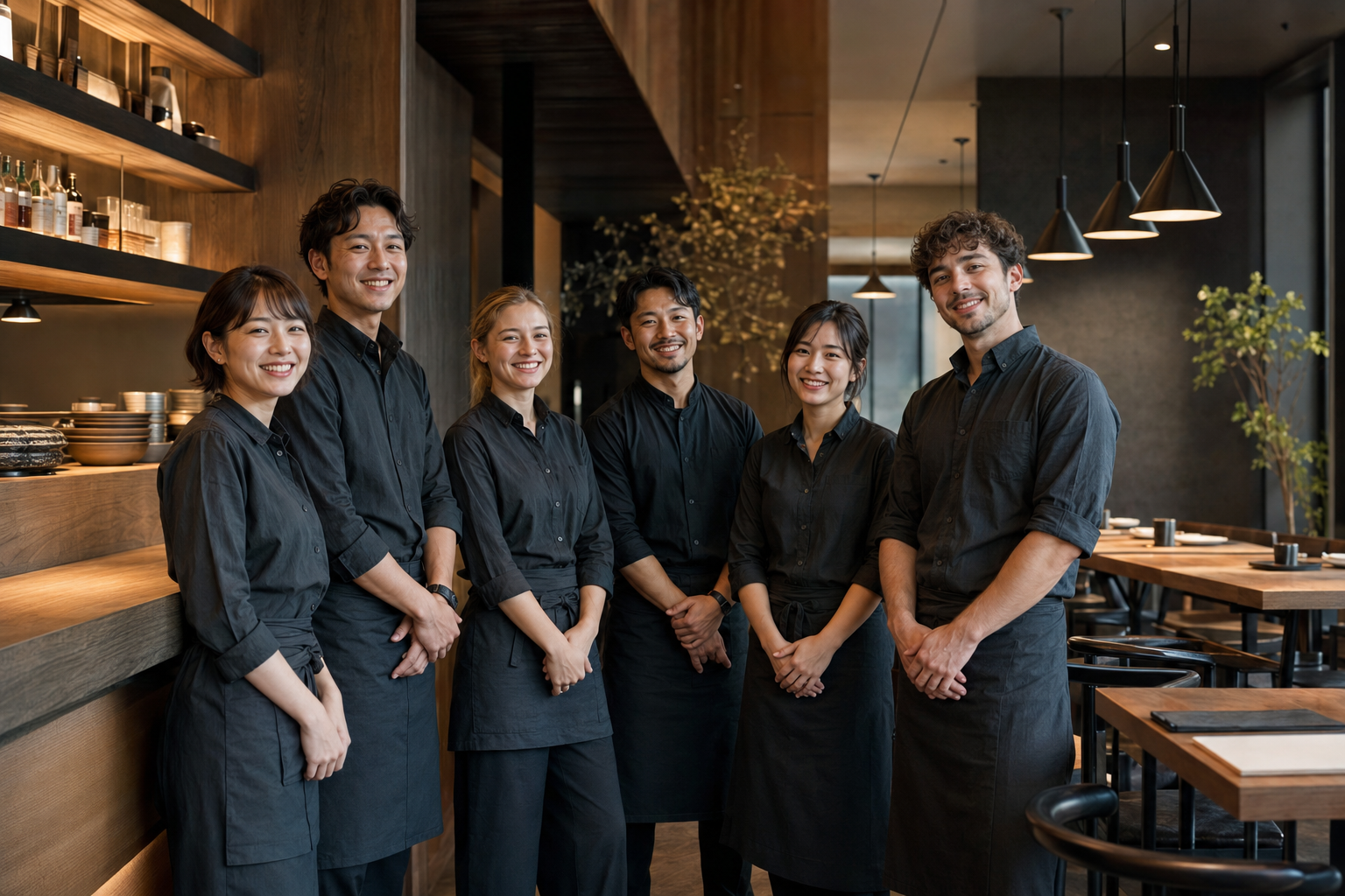 笑顔で働く飲食店スタッフのイメージ